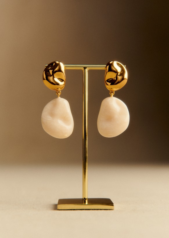 Solene Earrings - Gold / Ecru - Resin - S&amp;eacute;zane