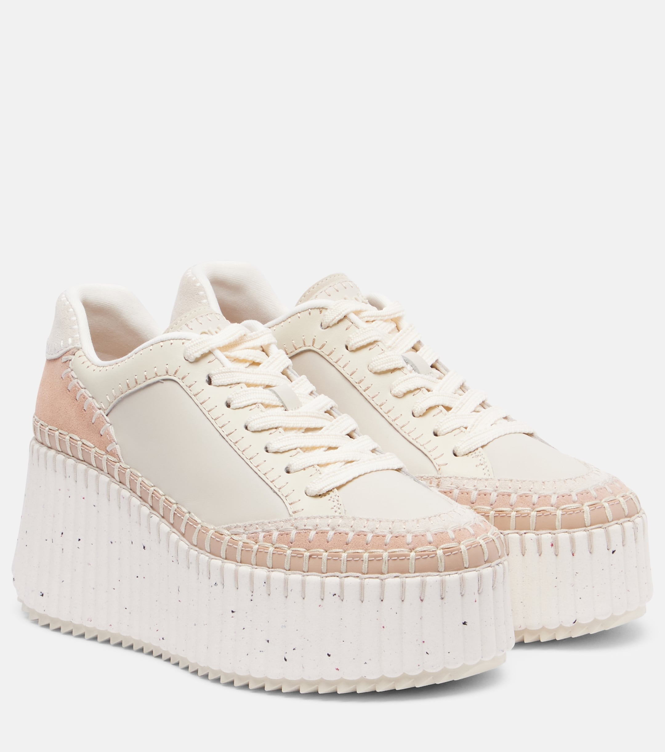 Chlo&amp;eacute;, Nama Leather Wedge Sneakers