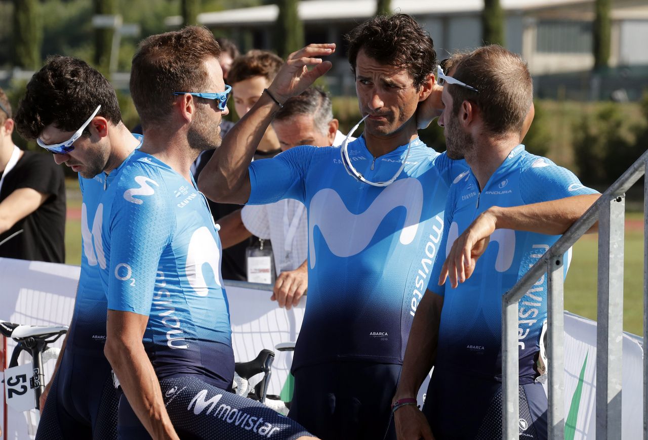 Movistar's Daniele Bennati at the start