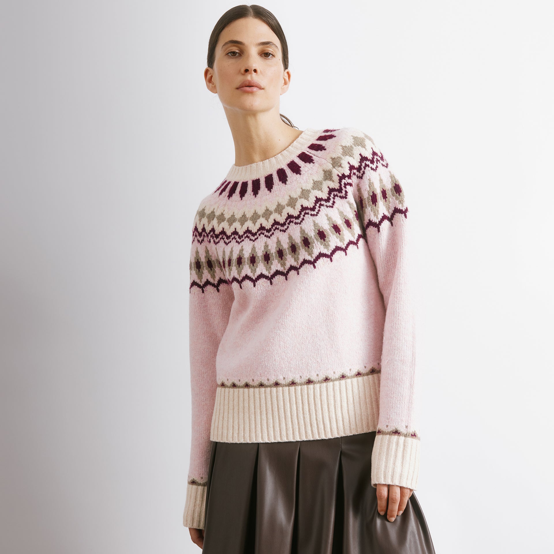 Pink Fair Isle Yoke Jumper - 8