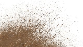 splatter of mud against white background