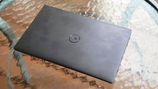 The Dell XPS 13 Plus laptop closed with the lid facing up