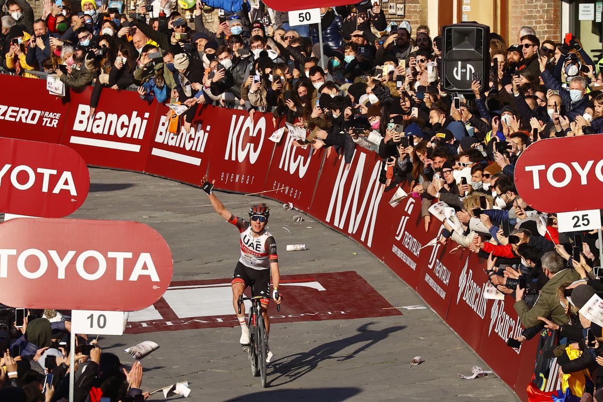 Strade Bianche 2022 16th Edition Siena Siena 184 km 05032022 Tadej Pogacar SLO UAE Team Emirates photo Luca BettiniSprintCyclingAgency2022
