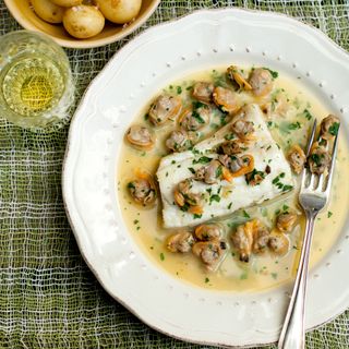 Roasted Hake with Buttery Clam Sauce