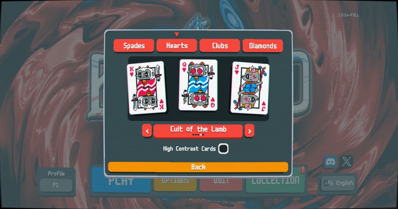 A series of screenshots showing the new card skins for Balatro's newest update.