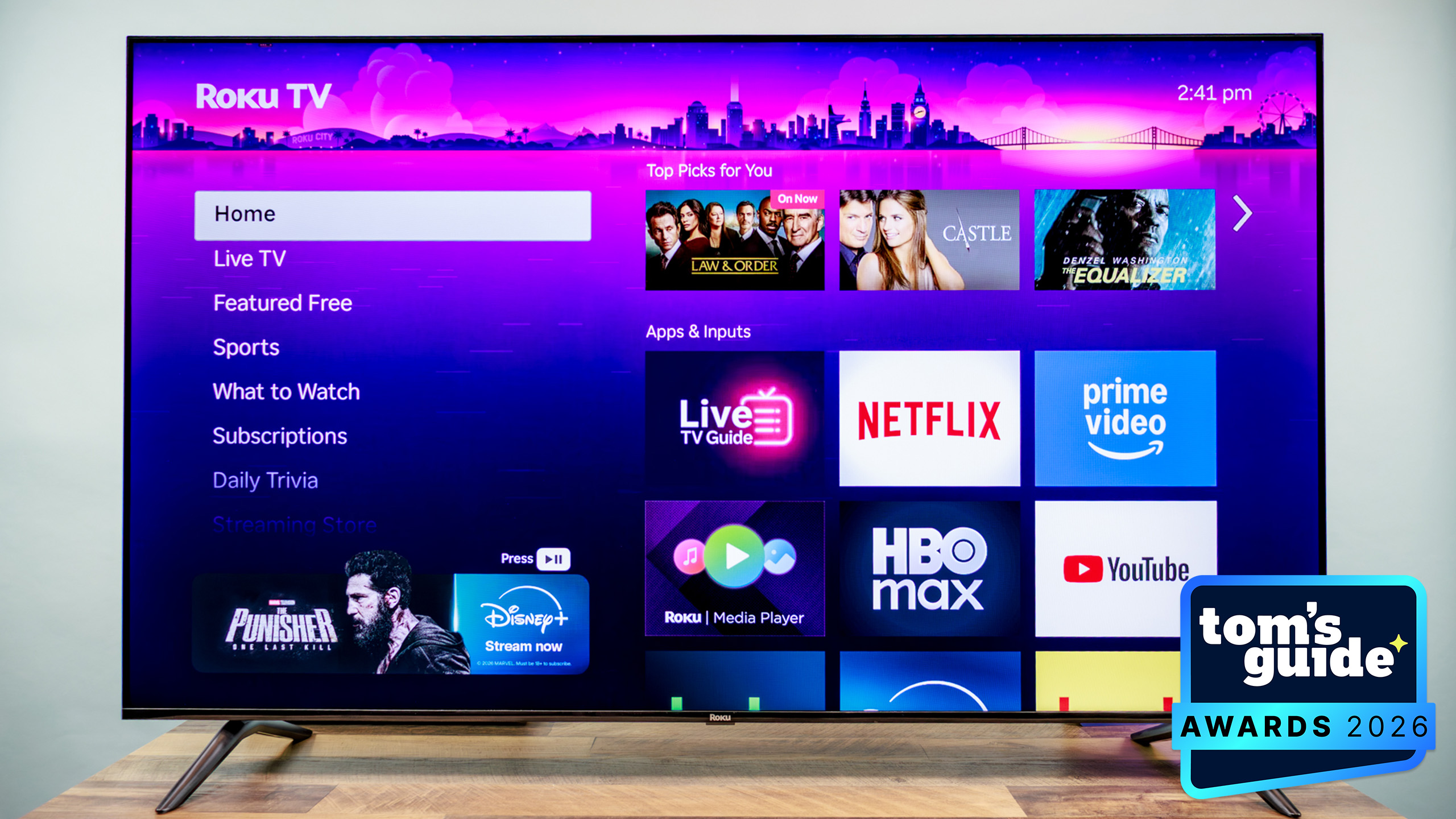 A Roku TV with a TG Awards 2026 badge