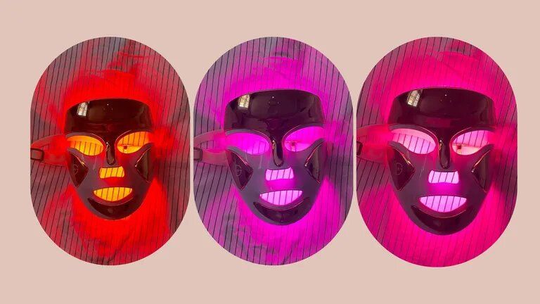 The Dr Dennis Gross DRx SpectraLite FaceWare Pro on all three of its settings &ndash; red, blue and a combination of both