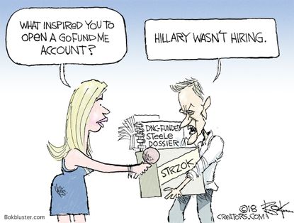 Political cartoon U.S. Peter Strzok FBI firing anti-Trump gofundme Hillary Clinton
