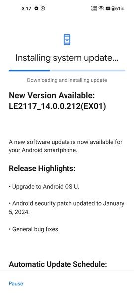 OnePlus 9 Android 14 update (on T-Mobile)