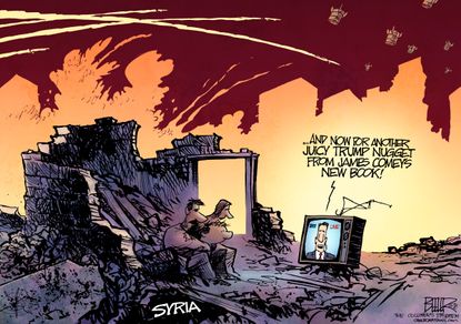 Political cartoon U.S. Syria James Comey book FBI Trump Russia investigation