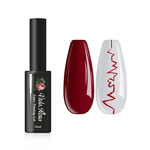 Vidarosa Gel Nail Liner Polish Pen Uv Led Painting Gel Polish Set for 3d Nail Art Diy Nail Design Pull Line Pen Nail Drawing, Nail Painting Polish for Manicure Salon, 10ml, Classic Red