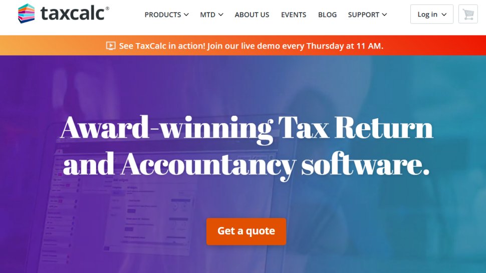 Website screenshot of TaxCalc (October, 2025)