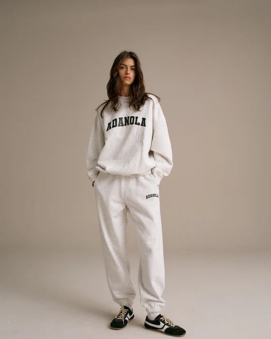 Adanola, Varsity Sweatpants - Light Grey Melange/black