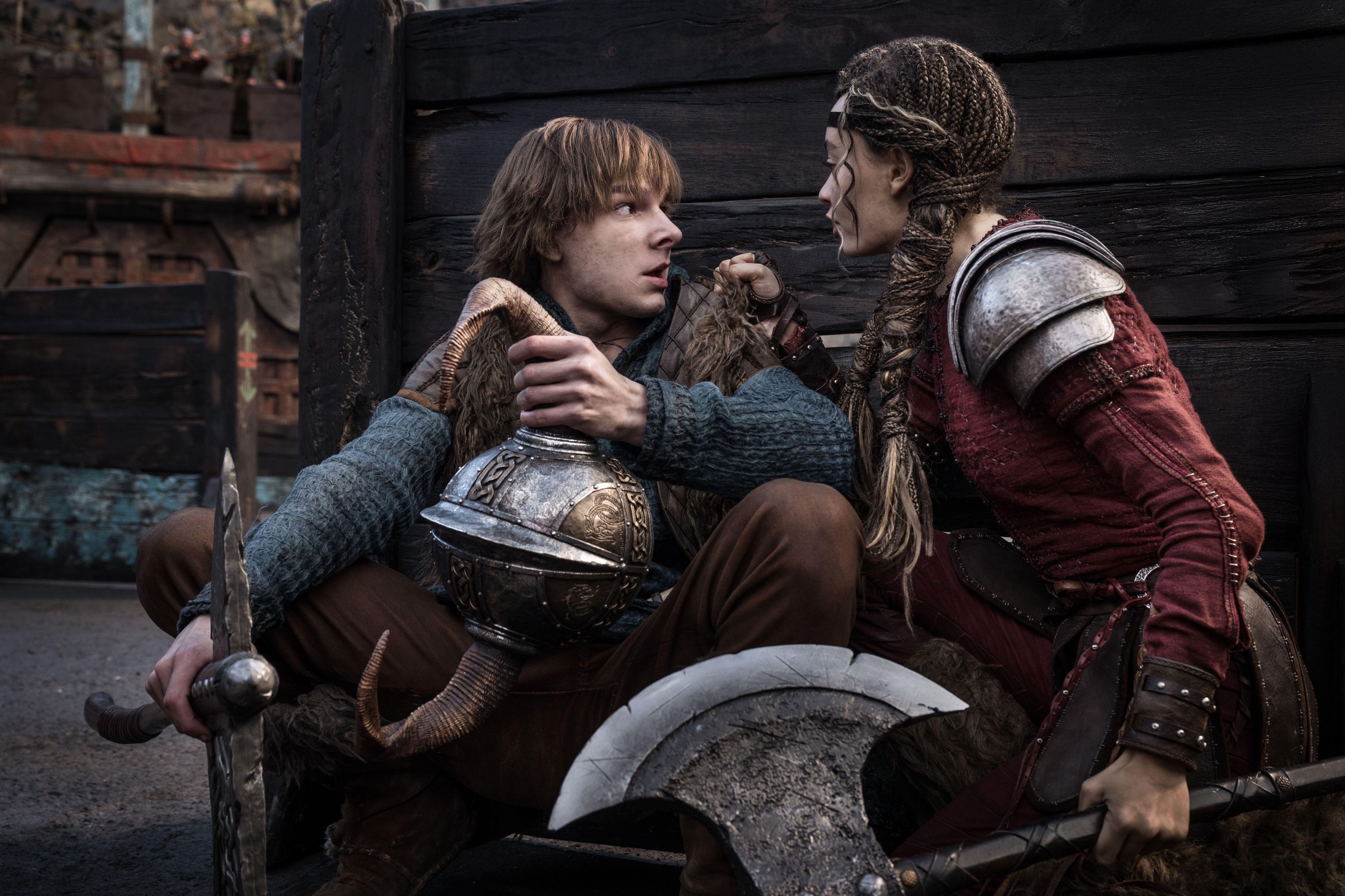 hiccup and toothless from the how to train your dragon live action movie in the dragon fighting arena