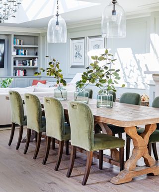Dining room with table and upholstered chairs