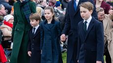 Prince Louis, Princess Charlotte and Prince George attend the Christmas Morning Service at Sandringham Church on December 25, 2024