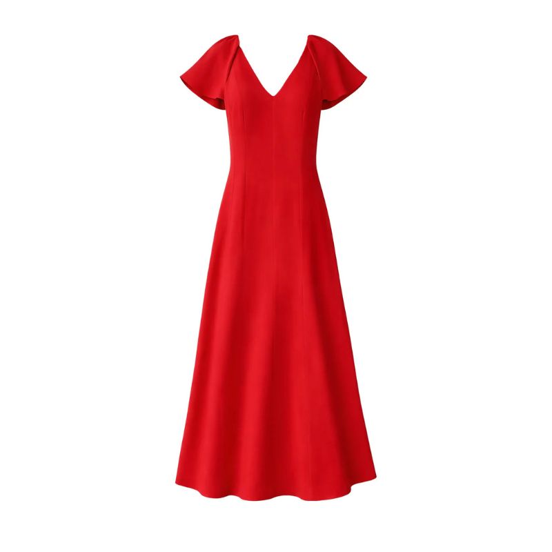 Ro&amp;amp;Zo, Red Flutter Sleeve Dress With Linen