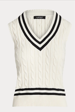 Cable-Knit Cotton Cricket Sweater Vest
