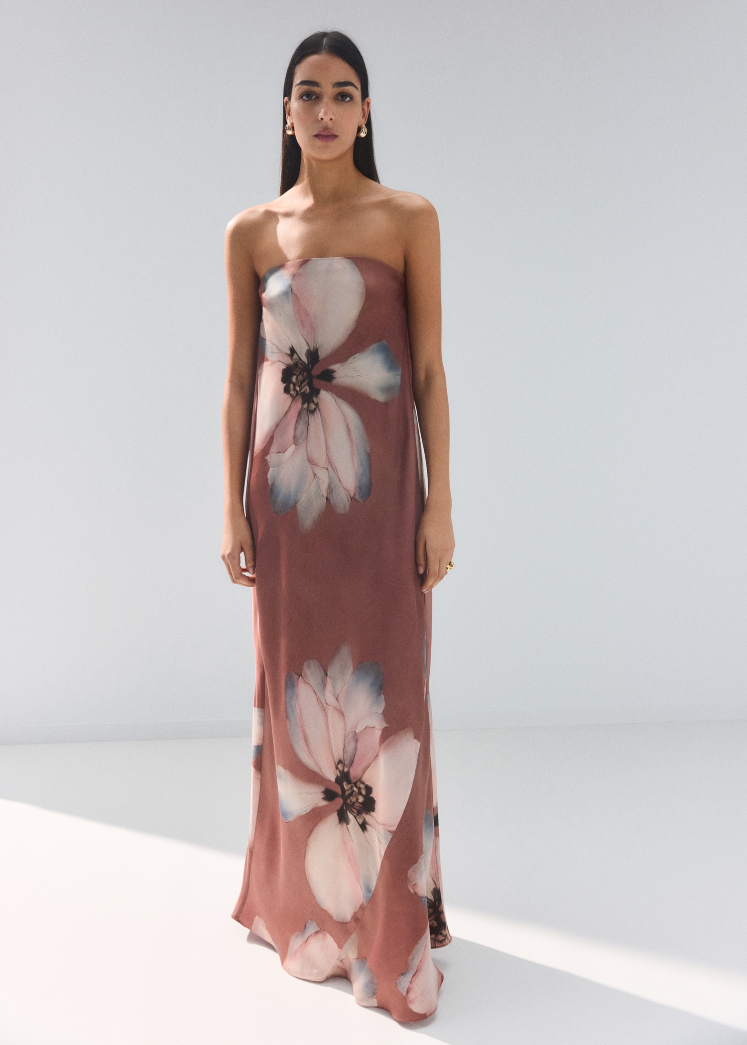 Strapless Floral Dress - Women | Mango Usa