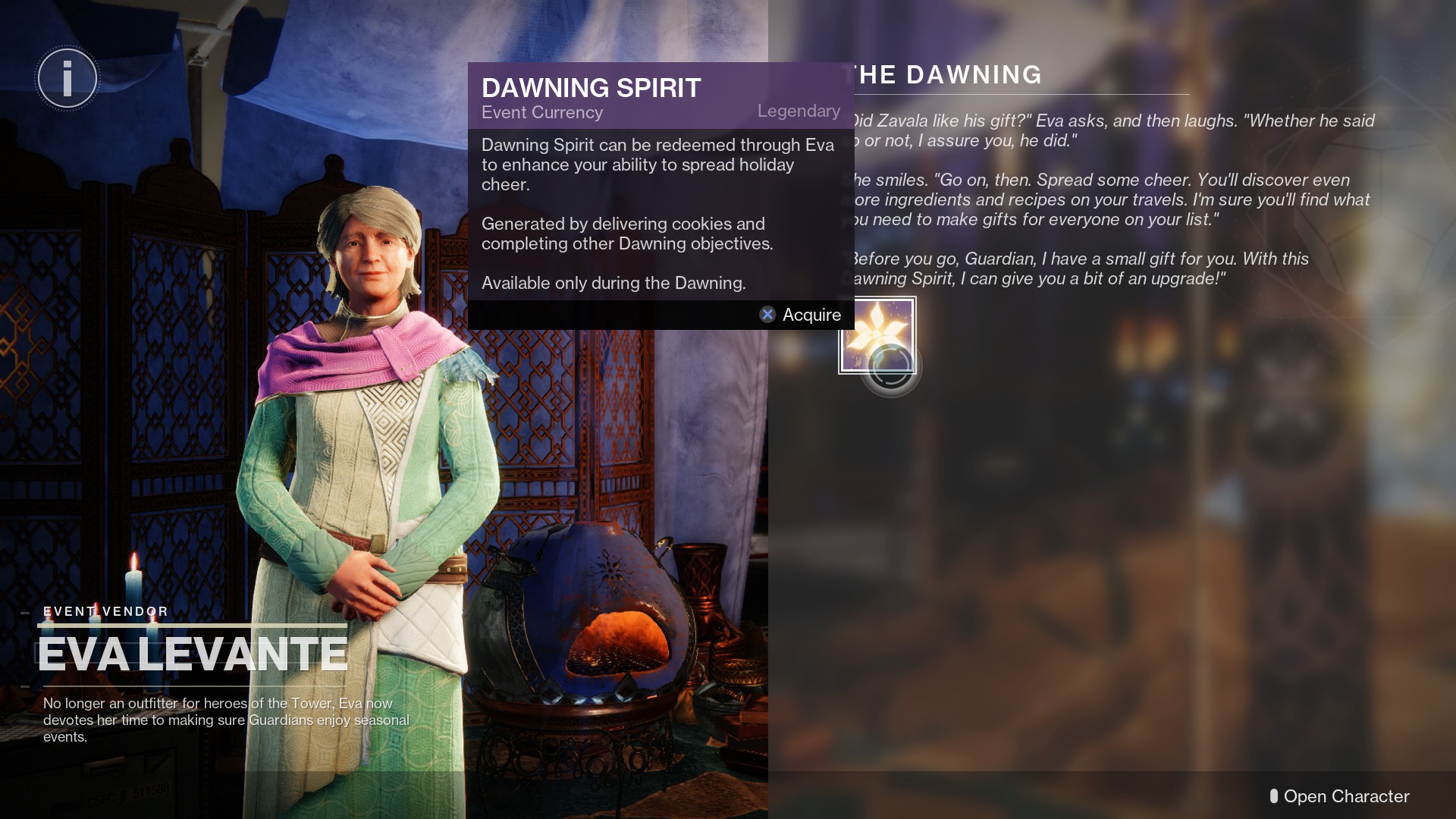 Destiny 2 Dawning recipes - Dawning Spirit at Eva
