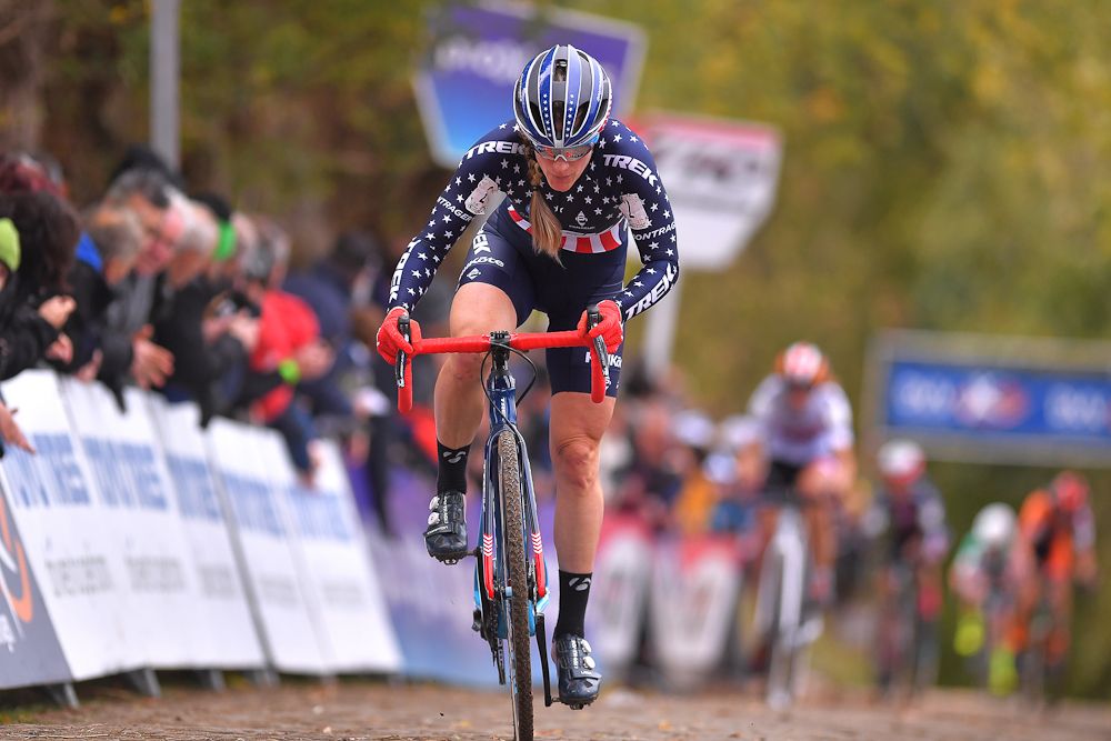 Katie Compton (KFC Racing-Trek-Knight Composites) on the go at the 29th Koppenbergcross