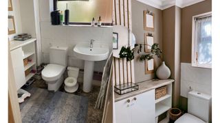 Before and after images of a bathroom renovation for under £30