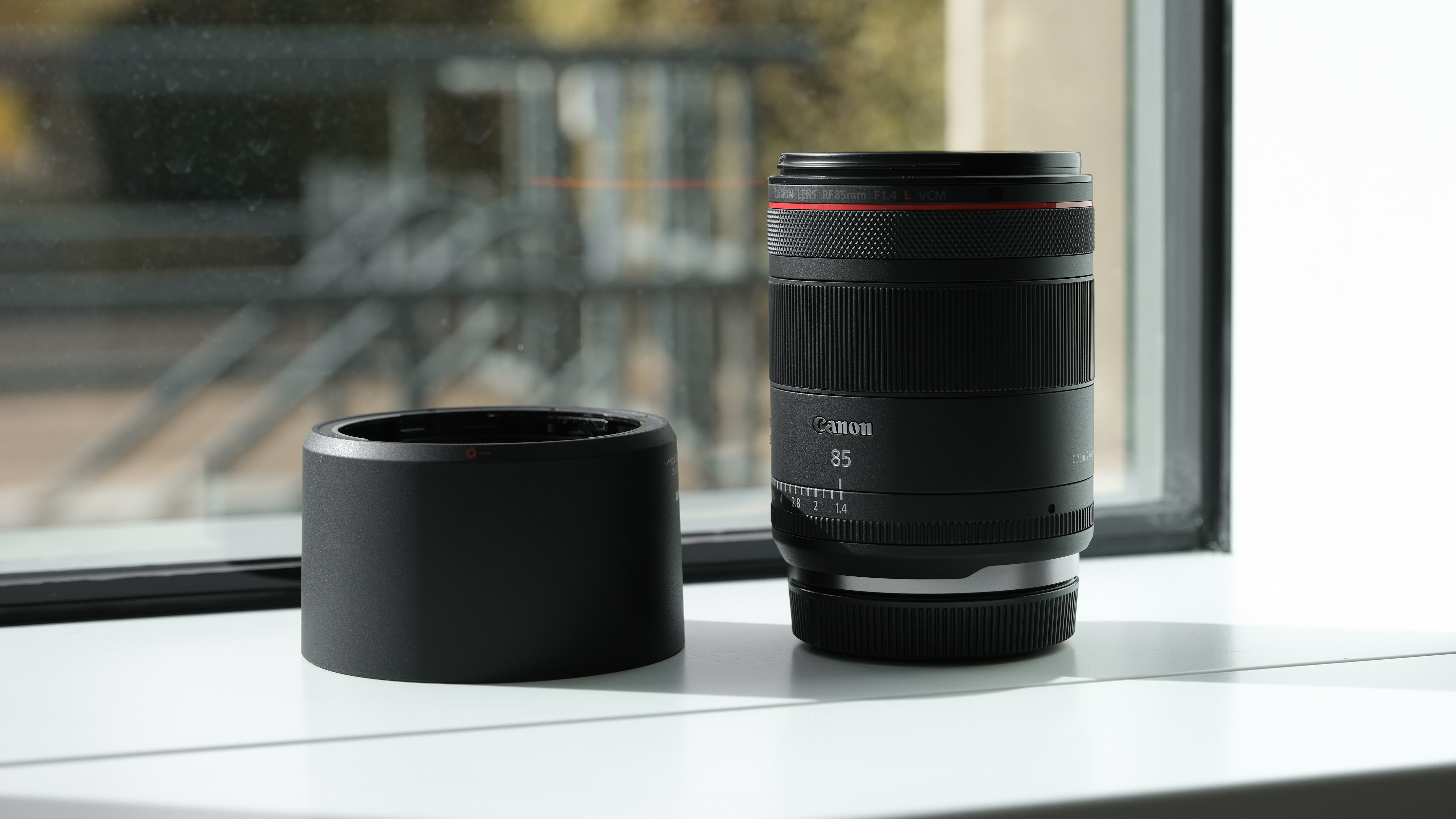 Canon RF 85mm f/1.4L VCM against a window