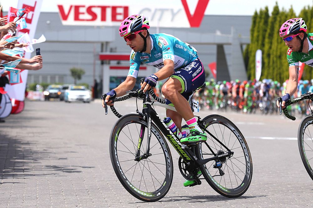 Race leader Kristijan Durasek (Lampre-Merida)
