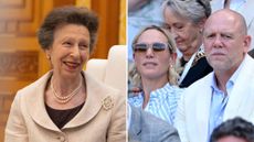 Princess Anne talks with South Korean President (not pictured) // Zara Tindall and Mike Tindall during day ten of the 2026 Wimbledon Tennis Championships 