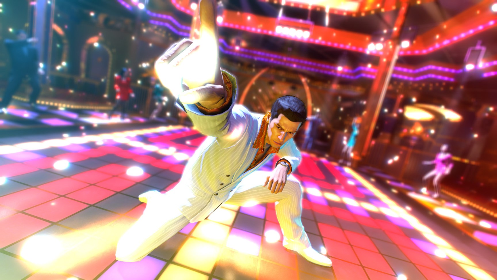 Yakuza 0's Kiryu dancing at a disco