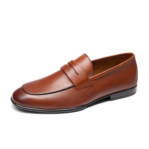 Bruno Marc Men's Classic Penny Loafers Leather Dress Shoes Comfort Lightweight Slip-On Shoe,size 9.5,brown,sbls26003m