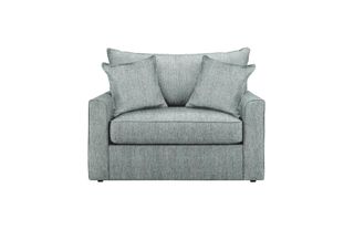 A gray twin sleeper chair from Raymour & Flanigan