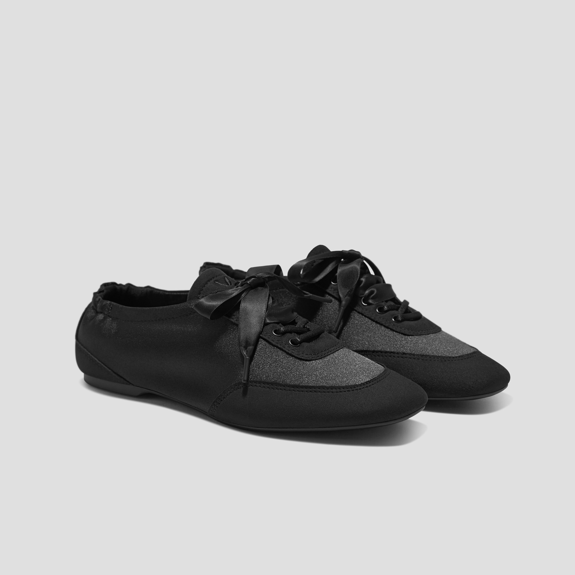 Square-Toe Lace-Up Satin Sneakerina (cristina) - Us Size 5