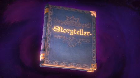A rich tome, lined in purple leather with the gold title: Storyteller