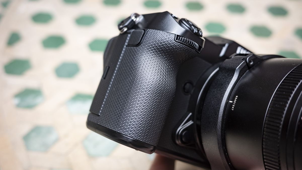 Fujifilm GFX100S II camera's textured grip