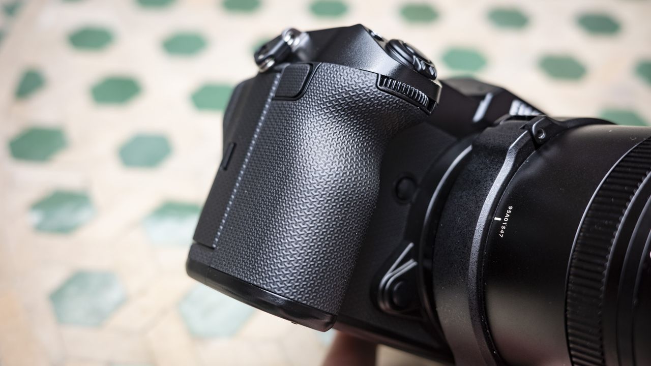 Fujifilm GFX100S II camera's textured grip