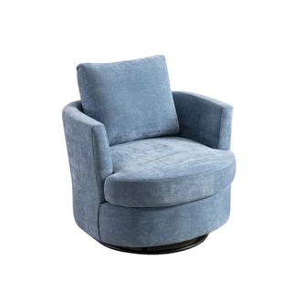 A light blue barrel chair
