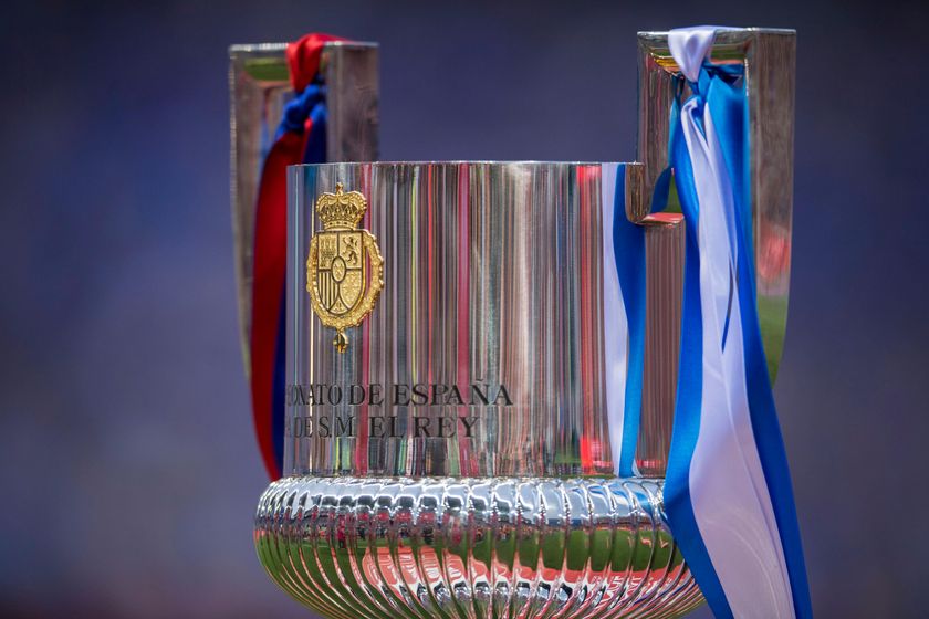 A close-up of the Copa del Rey trophy