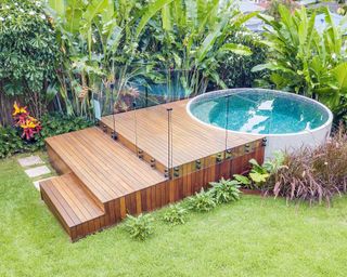 above ground pool from Brisbane Prestige Plunge Pools with small deck