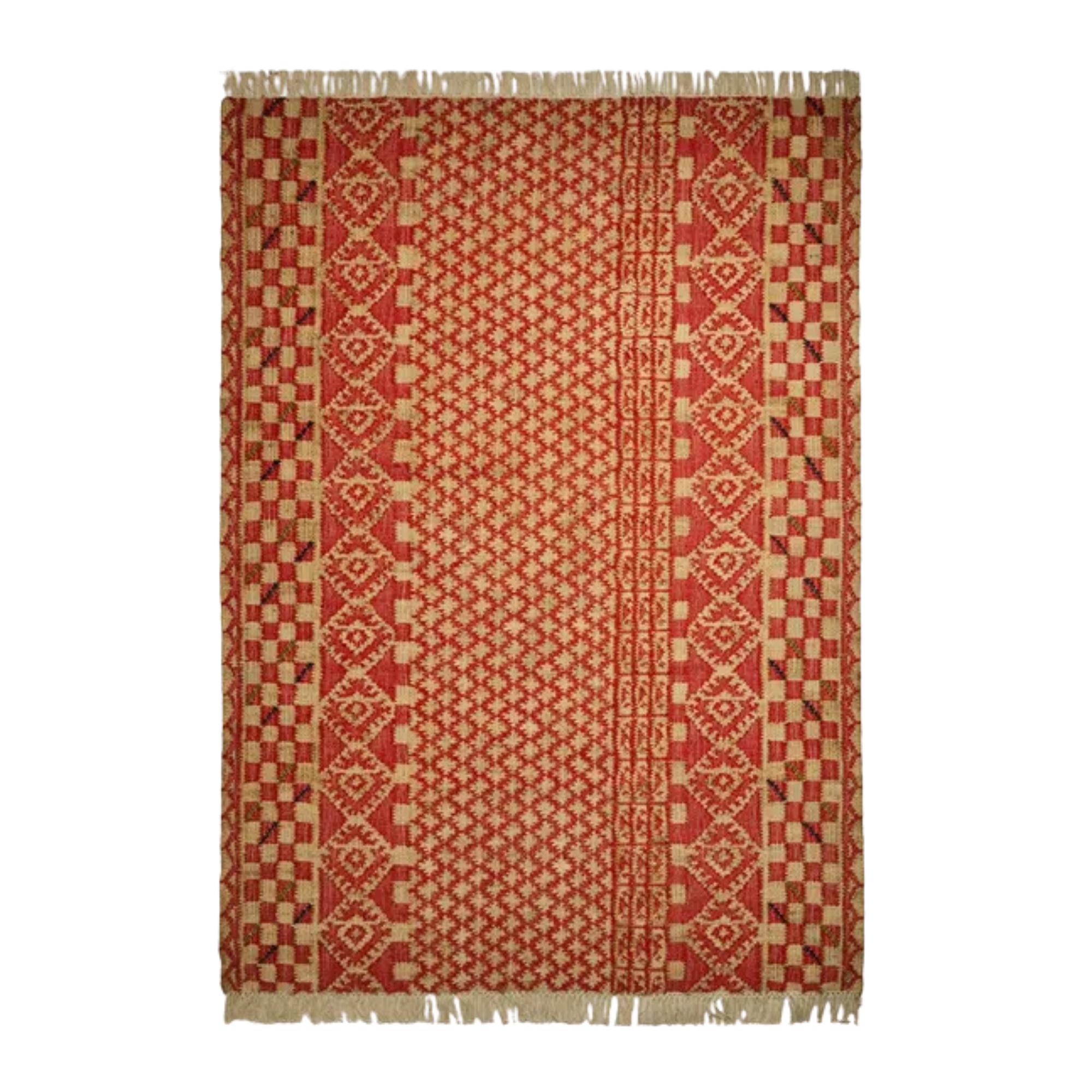 geometric red rug
