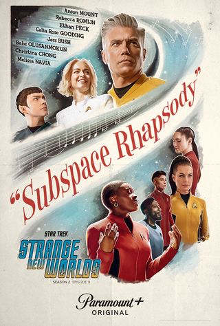 a poster resembling a vintage musical advertisement but with characters in starfleet uniforms
