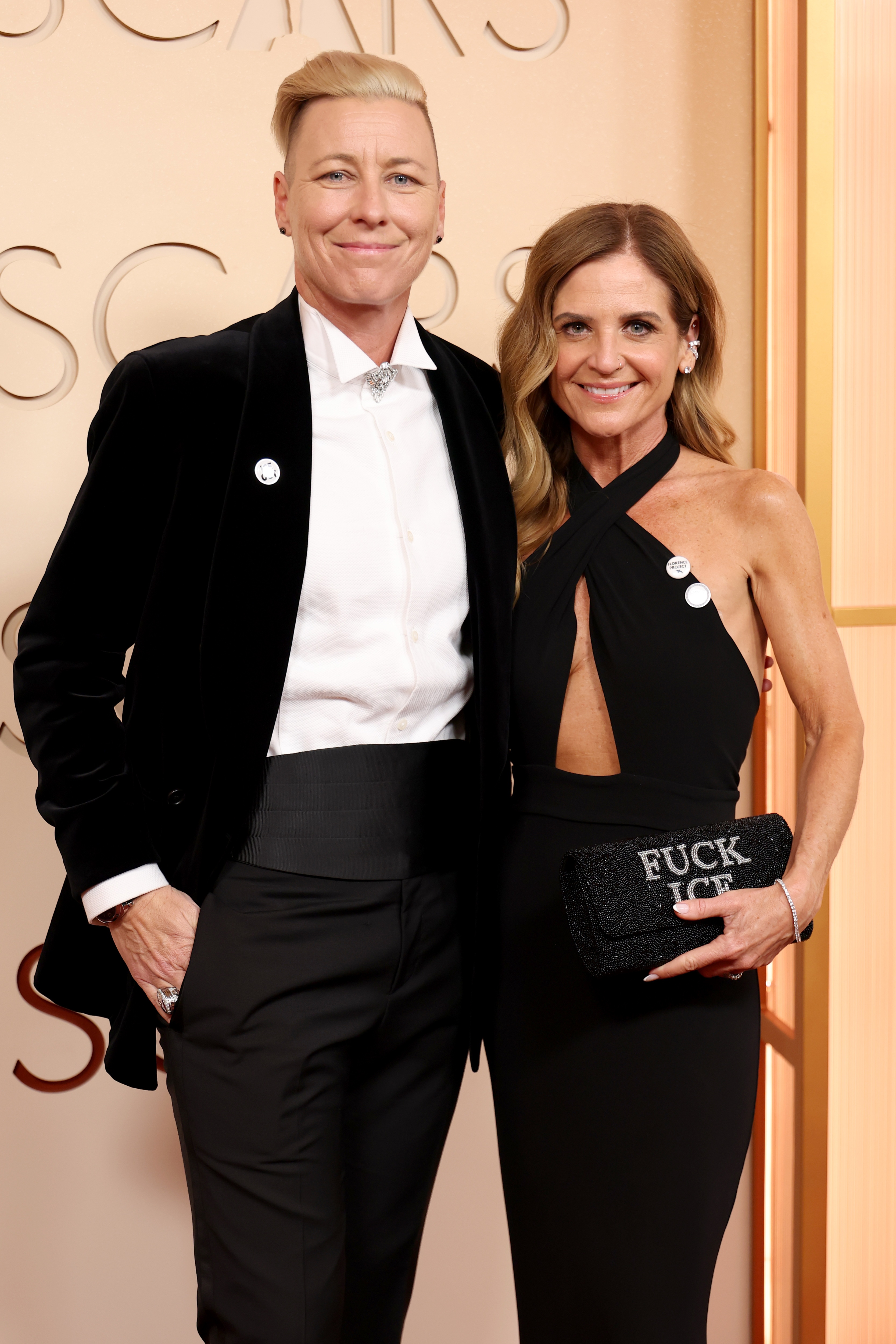 Glennon Doyle at the 2026 Oscars with a "Fuck Ice" clutch