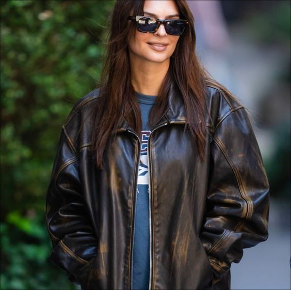 Emily Ratajkowski Is Effortlessly Cool in Fall-Ready Leather and Layers