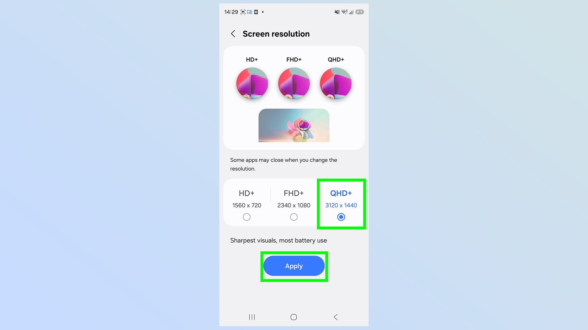 how to change screen resolution on galaxy s26 ultra