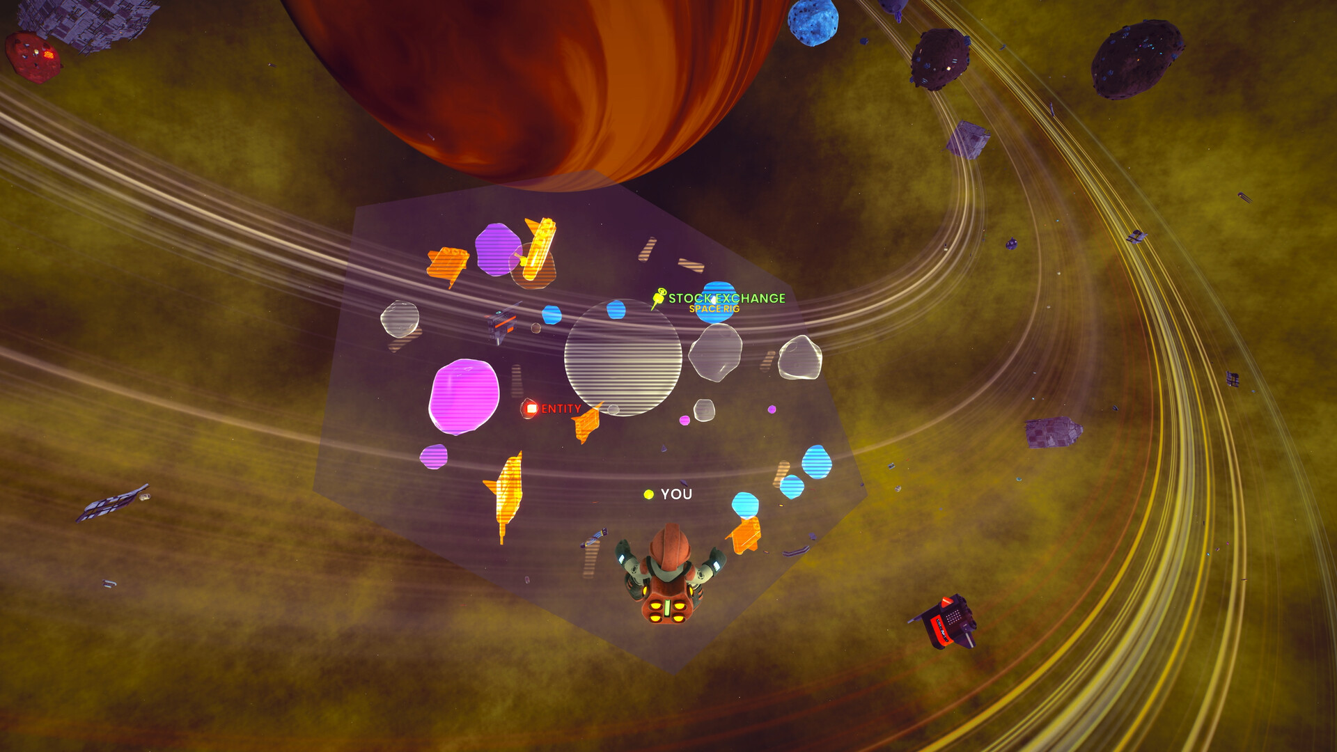 Screenshot of colorful astronaut and environment from Space Trash Scavenger