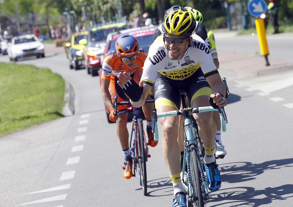 Maarten Tjallingii in the breakaway during stage 3 at the Giro d'Italia