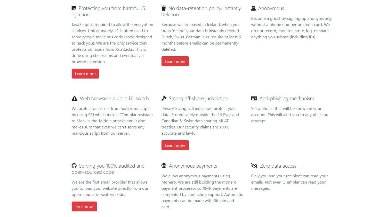 CTemplar secure email review 2