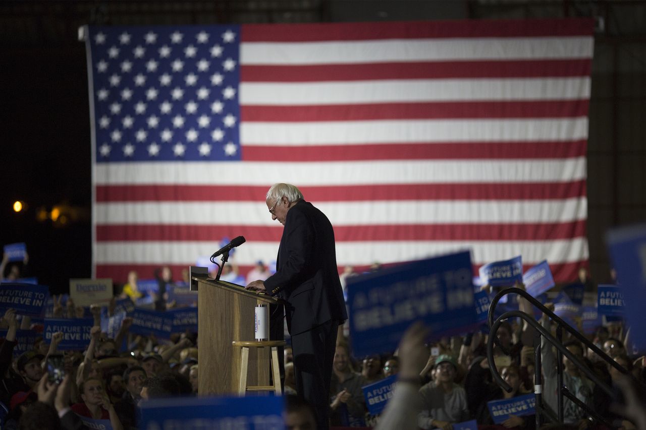 Bernie Sanders speaks in California