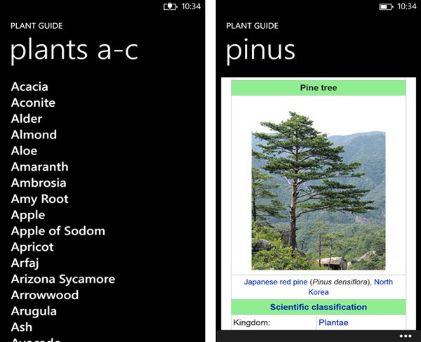 Plant Guide Directory and Plant Page