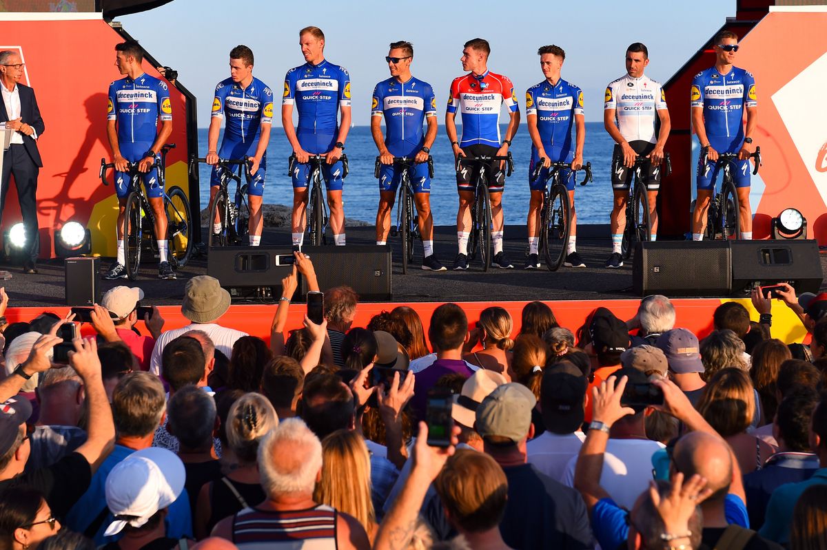 The Deceuninck-QuickStep team on stage